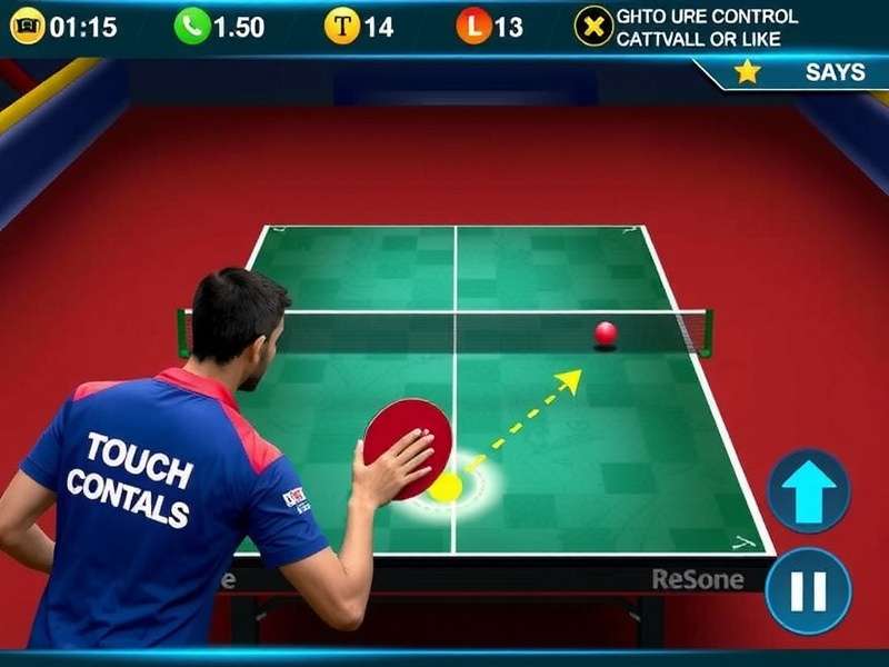 Table Tennis Star: India's Pride gameplay controls Table Tennis Star: India's Pride gameplay showing touch controls